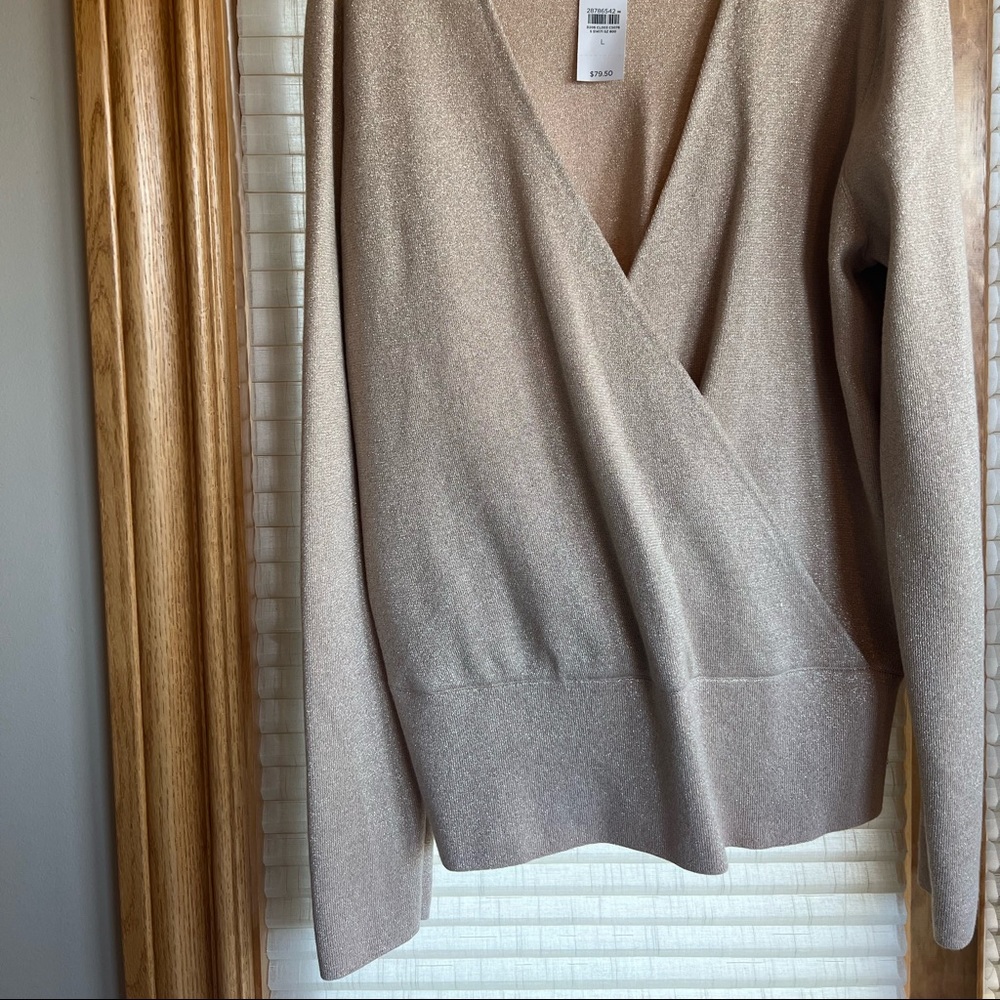 Ann TaylorPink with gold  wrap sweater